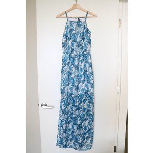 H&M Blue Leaf Print Maxi Dress Women's 4
